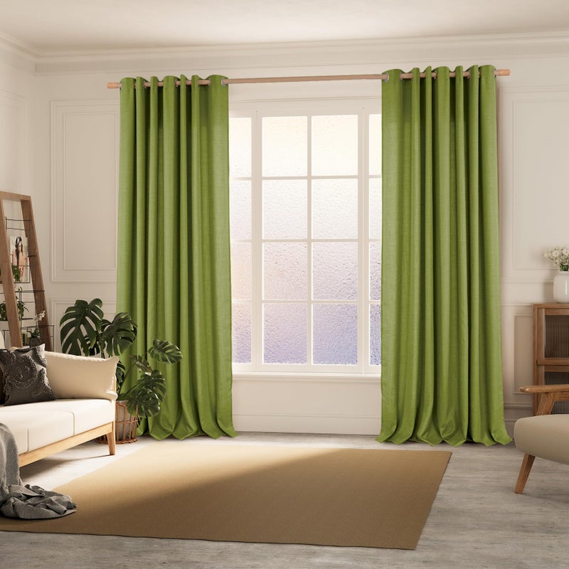 BGment Faux Linen Curtains 90 Inches Long Set of 2 Panels  Living Room Long Curtains Burlap Textured Thick Light Filtering Privacy Grommet Window Treatments  52 x 90 Inch  Olive Green - Image 2