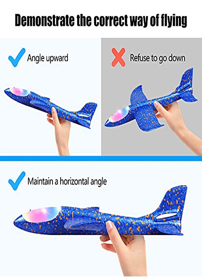 2 Pack LED Light Airplane,17.5" Large Throwing Foam Plane,2 Flight Mode Glider Plane,Flying Toy for Kids,Gifts for 3 4 5 6 7 8 9 Years Old Boy,Outdoor Sport Toys Birthday Party Favors Foam Airplane  - Image 1