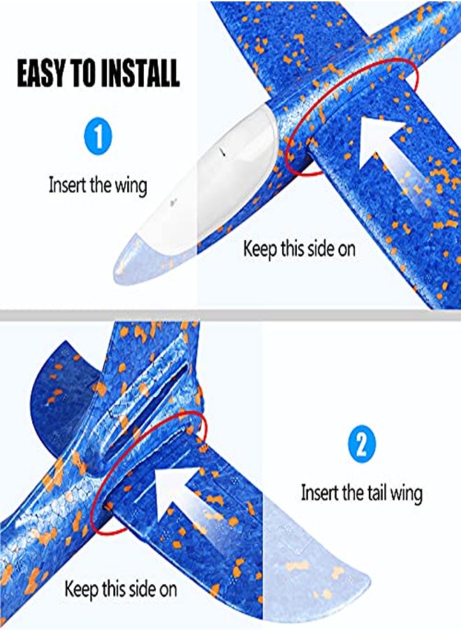 2 Pack LED Light Airplane,17.5" Large Throwing Foam Plane,2 Flight Mode Glider Plane,Flying Toy for Kids,Gifts for 3 4 5 6 7 8 9 Years Old Boy,Outdoor Sport Toys Birthday Party Favors Foam Airplane  - Image 2