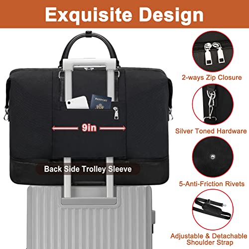 TIBES Travel Weekender Bag for Women, Overnight Bag with Shoe Compartment Oversized Travel Duffel Bag Carry On Tote 21" - Image 5