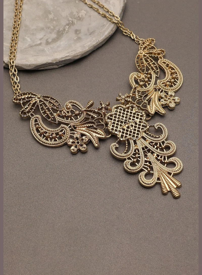 SOHI Gold Plated Designer Stone Necklace