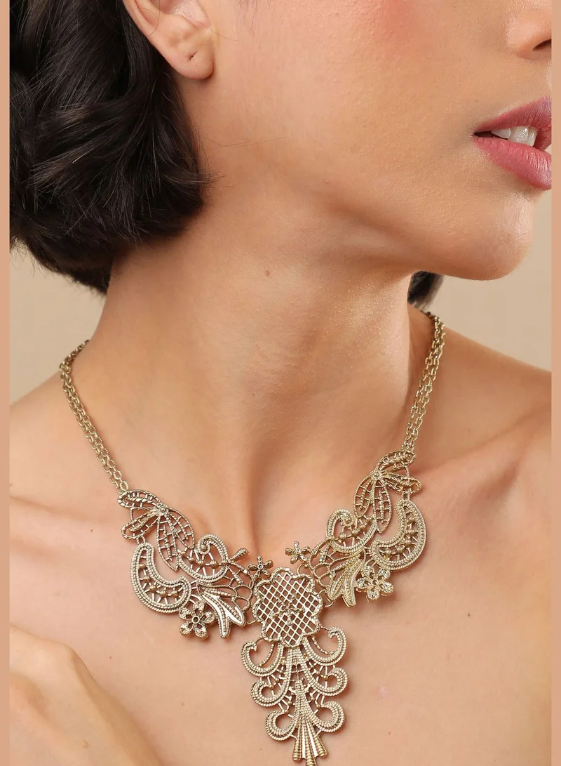 SOHI Gold Plated Designer Stone Necklace