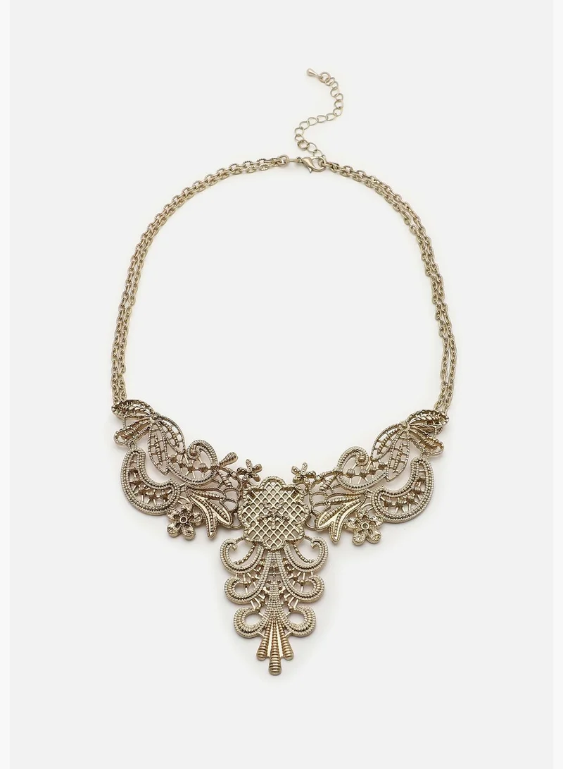 SOHI Gold Plated Designer Stone Necklace