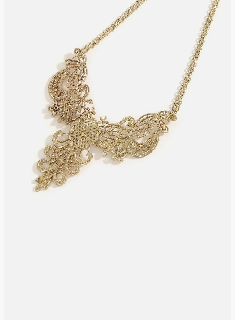 SOHI Gold Plated Designer Stone Necklace