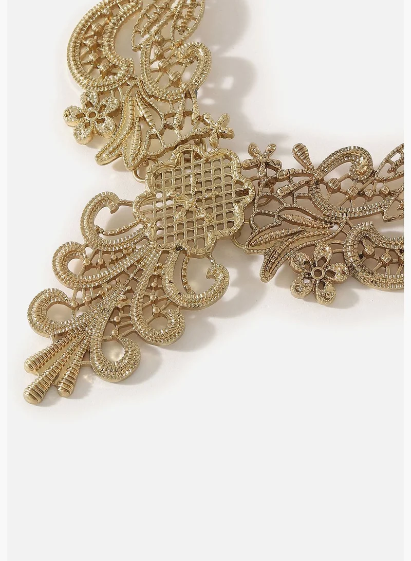 SOHI Gold Plated Designer Stone Necklace
