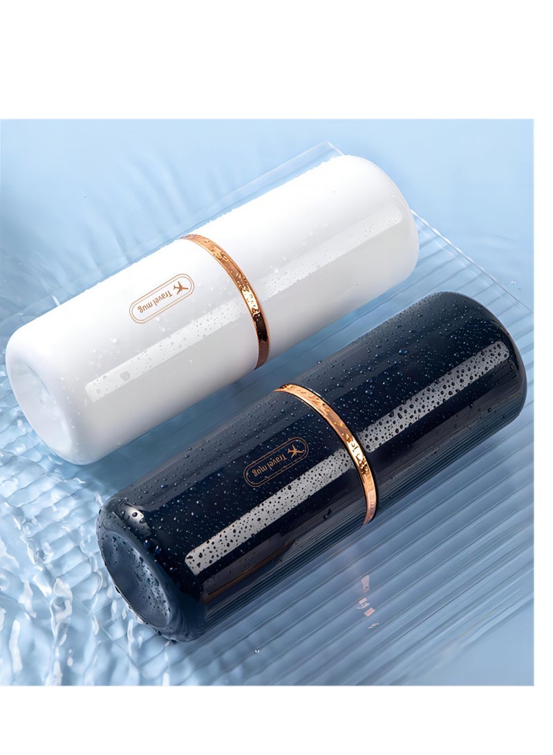 حقيبة فرشاة أسنان محمولة للسفر باللون الأزرق مقاس 19.5 × 7.2 سم