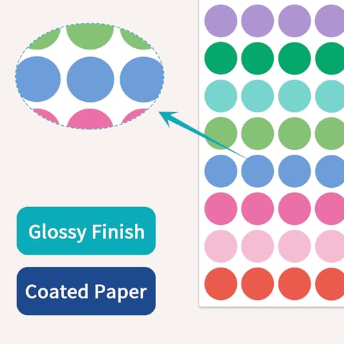 Ouzoustate 1" Colored Dot Stickers 1050 PCS Circle Round Stickers Colored Coding Labels (Colorful) - Image 5