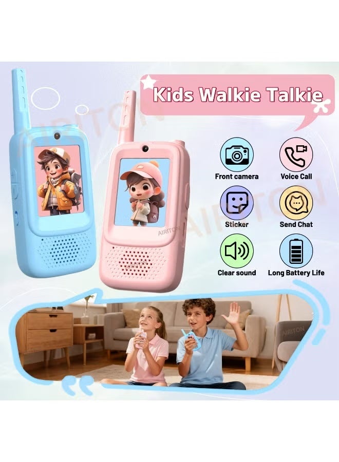 BlueFire Upgraded Kids Video Walky Talky 2 Pack – Face-to-Face Video & Voice Chat Toys with Camera, Photo Sharing, Emoji Messaging, Built-In Music, USB Rechargeable | Safe Indoor & Outdoor Communication Gift for Boys & Girls Ages 3-12 (Blue & Pink) - Image 4
