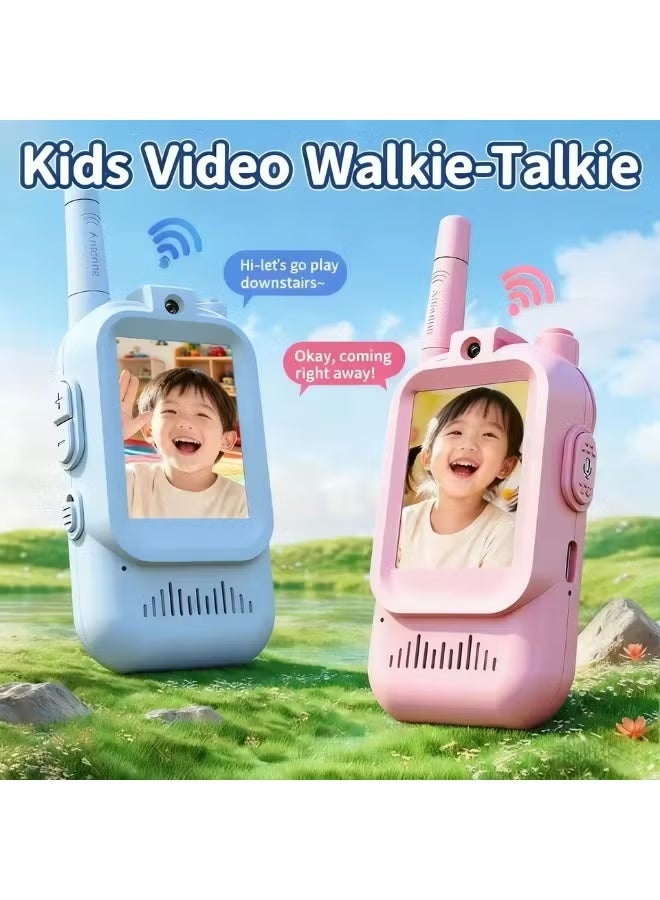 BlueFire Upgraded Kids Video Walky Talky 2 Pack – Face-to-Face Video & Voice Chat Toys with Camera, Photo Sharing, Emoji Messaging, Built-In Music, USB Rechargeable | Safe Indoor & Outdoor Communication Gift for Boys & Girls Ages 3-12 (Blue & Pink) - Image 3