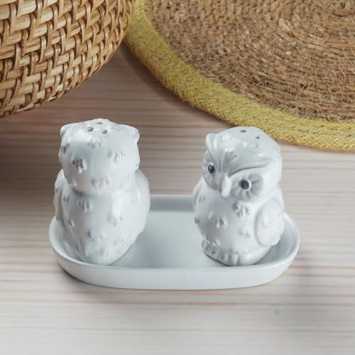 Kookee Ceramic Salt and Pepper Shakers Set with Tray – Elegant Namak Dani, Spice Sprinkler & Dispenser for Dining Table, Kitchen & Restaurant Use (10283) - Image 3