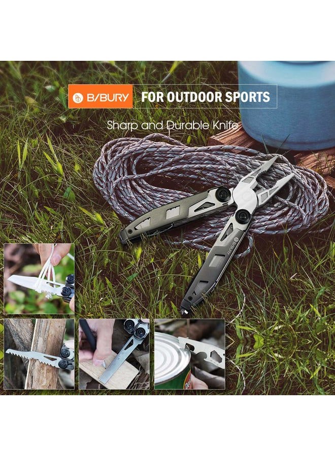 BIBURY Gifts for Men, Multitool Pliers, 18 in 1 Multi Tool with Titanium-Plated Handle & Safety Hammer, Stainless Steel Multifunction Pocket Knife for Outdoor, Survival, Camping, Hiking, Repair - Image 3