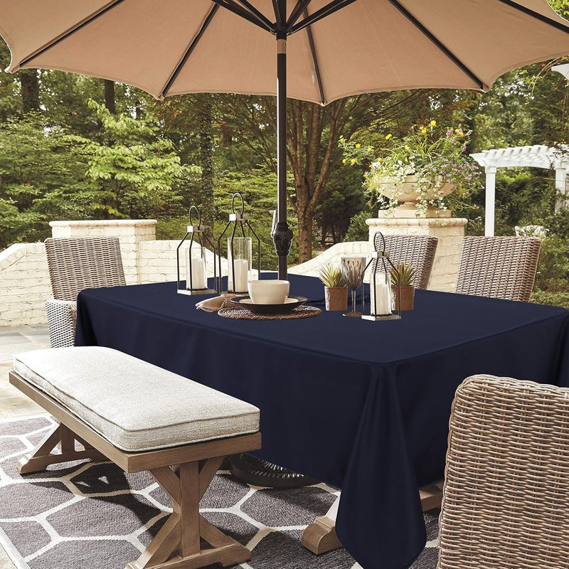 LUSHVIDA Rectangle Outdoor Tablecloth with Umbrella Hole and Zipper, 60x102 Inch Navy, Washable Waterproof Table Cloth Spill Proof Wrinkle Free Table Cover for Patio Spring Summer Picnic BBQS - Image 2