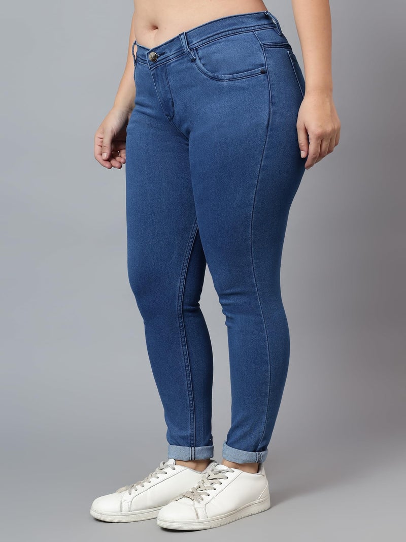 Nifty Women's Denim Stretchable Mid Rise Plus Size Jeans (NFTYPLS_PLN_BTA_36_Azure_36) - Image 2