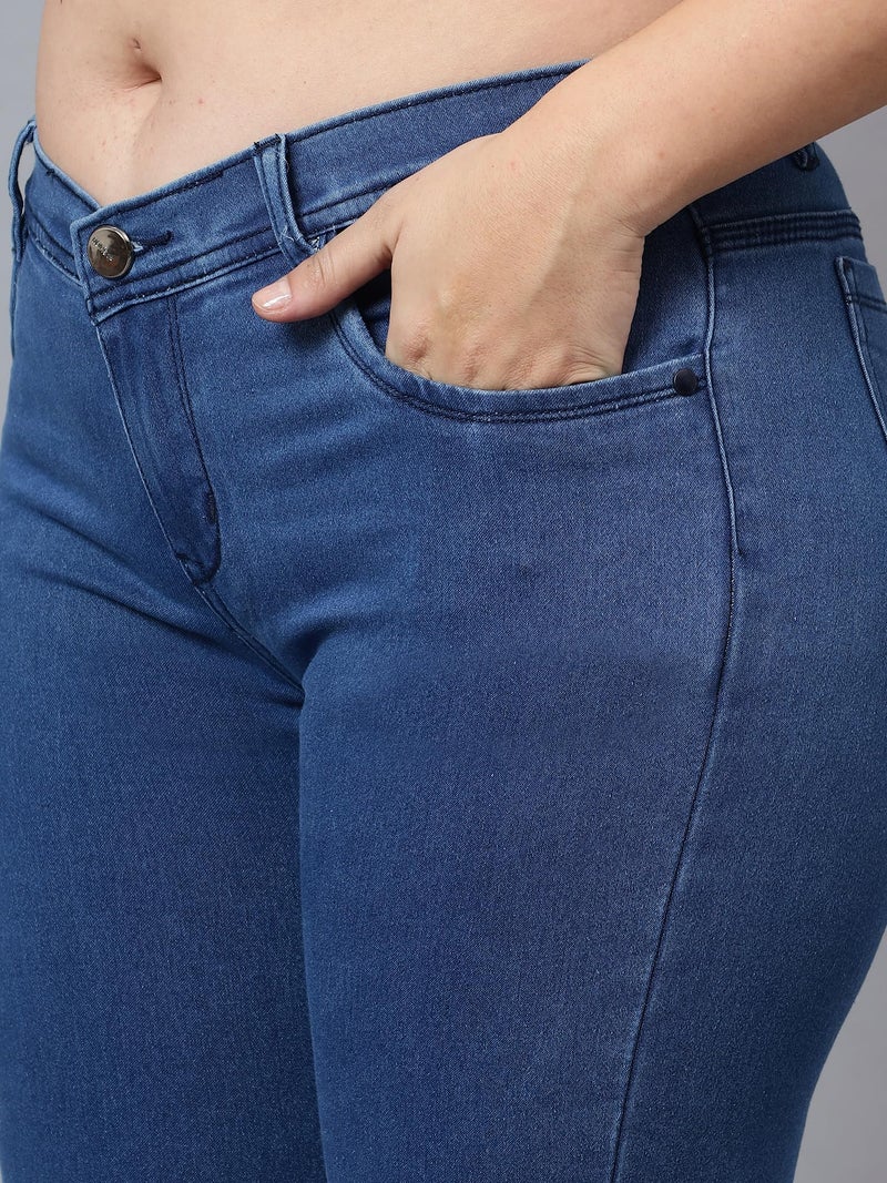 Nifty Women's Denim Stretchable Mid Rise Plus Size Jeans (NFTYPLS_PLN_BTA_36_Azure_36) - Image 5