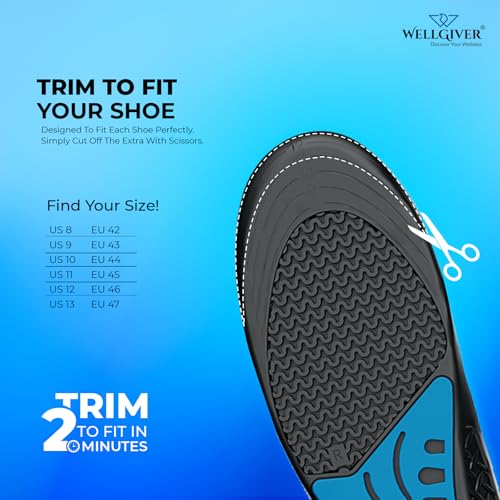 Wellgiver Dualcloud Gel Heavy Duty Trimmable Insoles | For Loose Shoes or Replacing Existing Insoles | Thick Shoe Inserts | Extra Comfort and Support | Proudly Made in India | (Size 8-13 UK) - Image 5