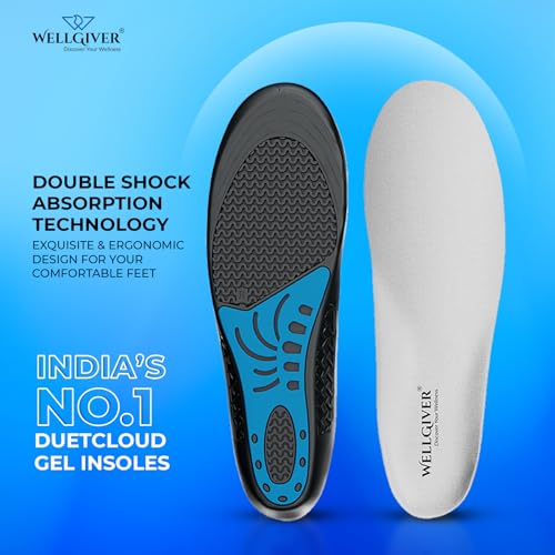 Wellgiver Dualcloud Gel Heavy Duty Trimmable Insoles | For Loose Shoes or Replacing Existing Insoles | Thick Shoe Inserts | Extra Comfort and Support | Proudly Made in India | (Size 8-13 UK) - Image 2