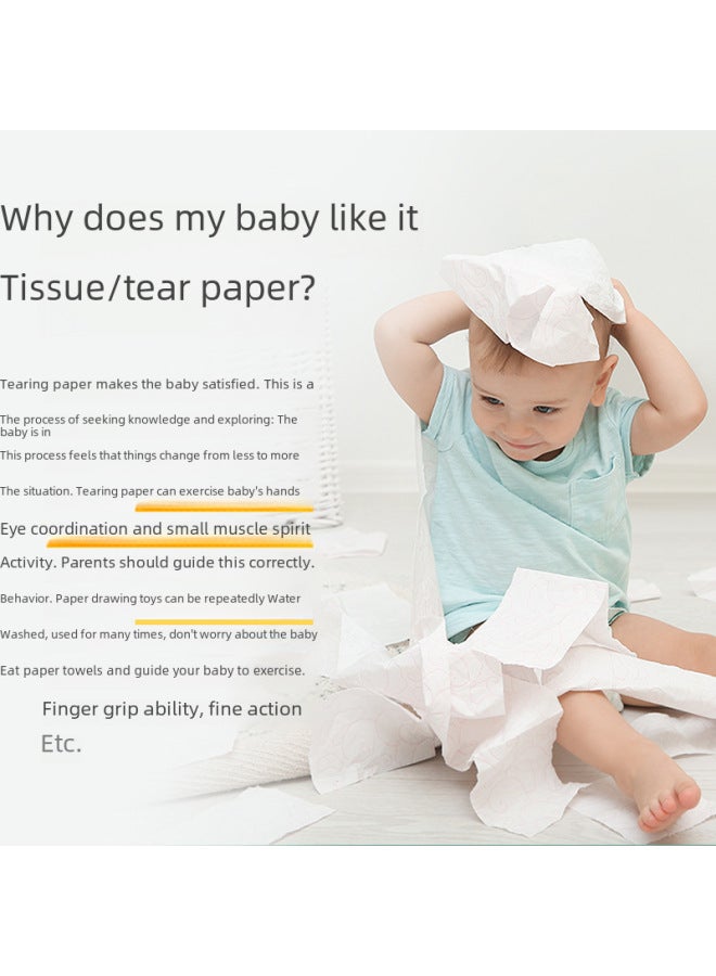 Children's Tearable Paper Toy 0-1 Year Old Education Intelligence Enhancement Tissue Box Baby Finger Exercise Sound Paper Toy-Color:Bus Napkin Box (with 8 Flannel +2 Paper + Zipper + Elastic Belt)  - Image 4