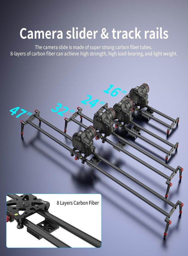 Zecti Camera Slider 24"/60 cm Adjustable Carbon Fiber Camera Dolly Track Slider Video Stabilizer Rail for Camera DSLR Video Movie Photography Camcorder Stabili & Phone - Image 3