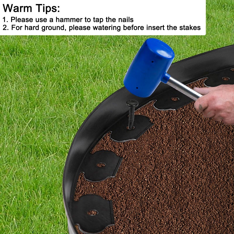 JERIA 2 Inch Tall 33 FT Garden Edging Kit with 45pcs Spikes, Plastic Edging for Landscaping - Image 4