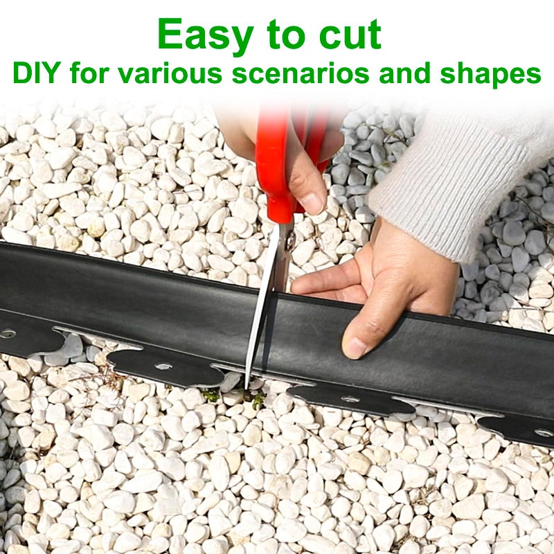JERIA 2 Inch Tall 33 FT Garden Edging Kit with 45pcs Spikes, Plastic Edging for Landscaping - Image 3