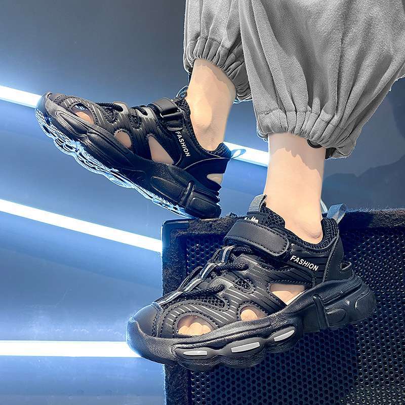 Men'S Shoes Sandals Men'S Summer Outerwear Boys Slippers Breathable Anti-Slip Youth Baotou Beach - Image 3