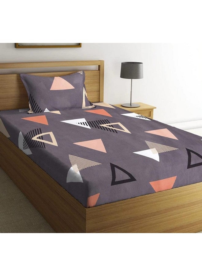 BSB HOME® Glace Cotton 160 TC Angora Checks Printed Single Bedsheets with 1 King Size Pillow Cover, (60X90 Inches, 5 x 7.5 Feet, Blue,White & Orange) - Image 1