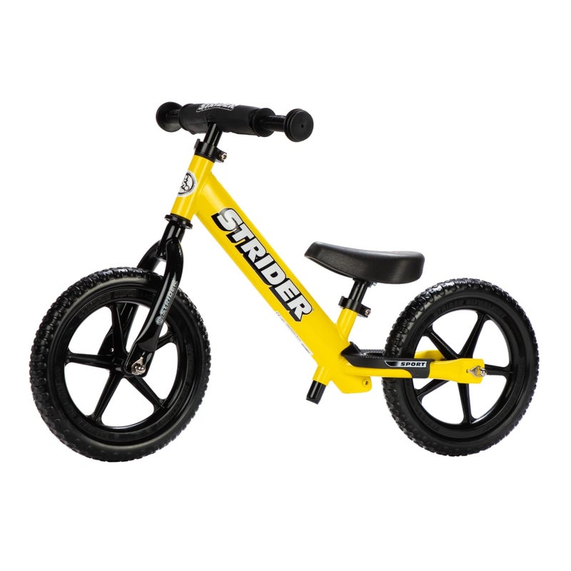Strider 12 Sport Bike Yellow No Pedal Balance Bicycle for Kids 1 to 4 Years Includes Safety Pad Padded Seat Mini Grips FlatFree Tires ToolFree Assembly Adjustments - Image 2