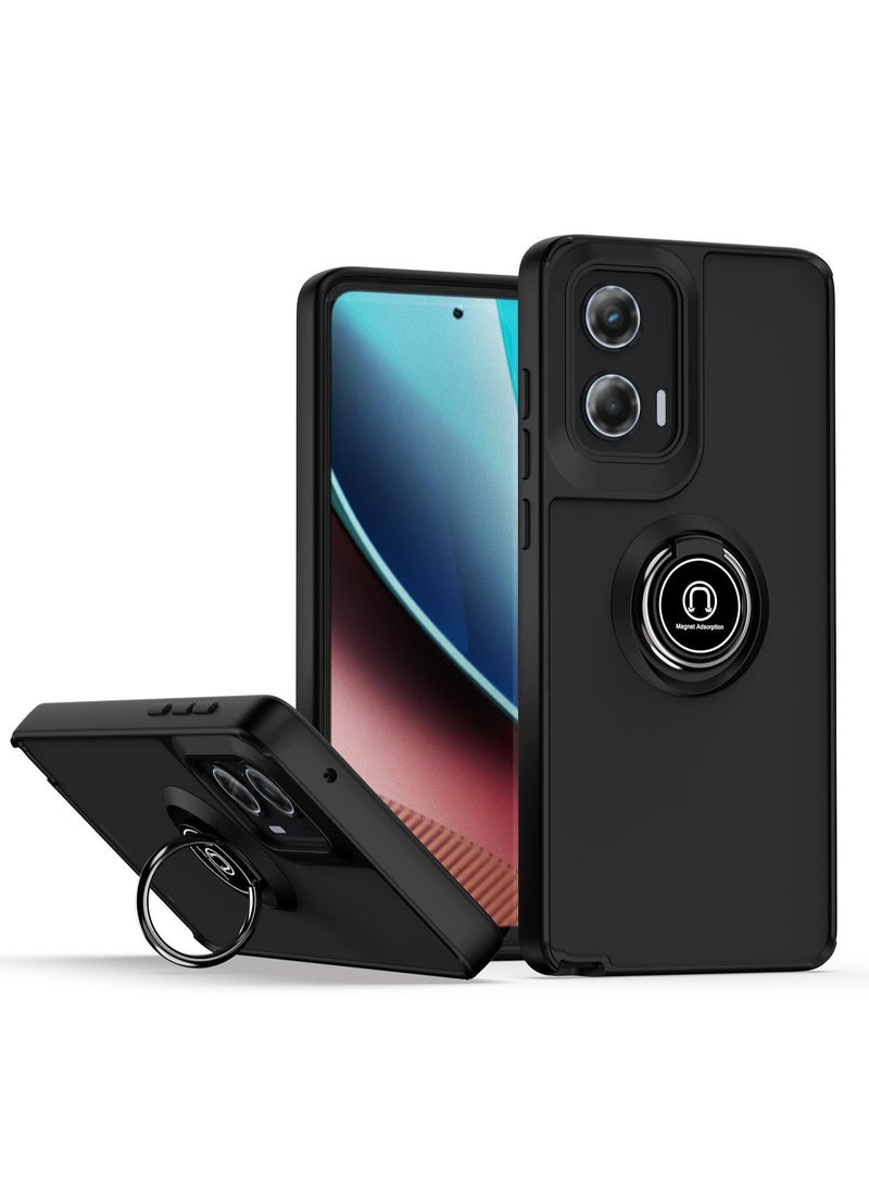 Case Cover for Motorola G85 5G, 360°Rotating Kickstand Ring + Support Magnetic Car Mount + Slim Thin PC&TPU Shockproof Mobile Phone Case for Motorola G85 5G, Black - Image 1