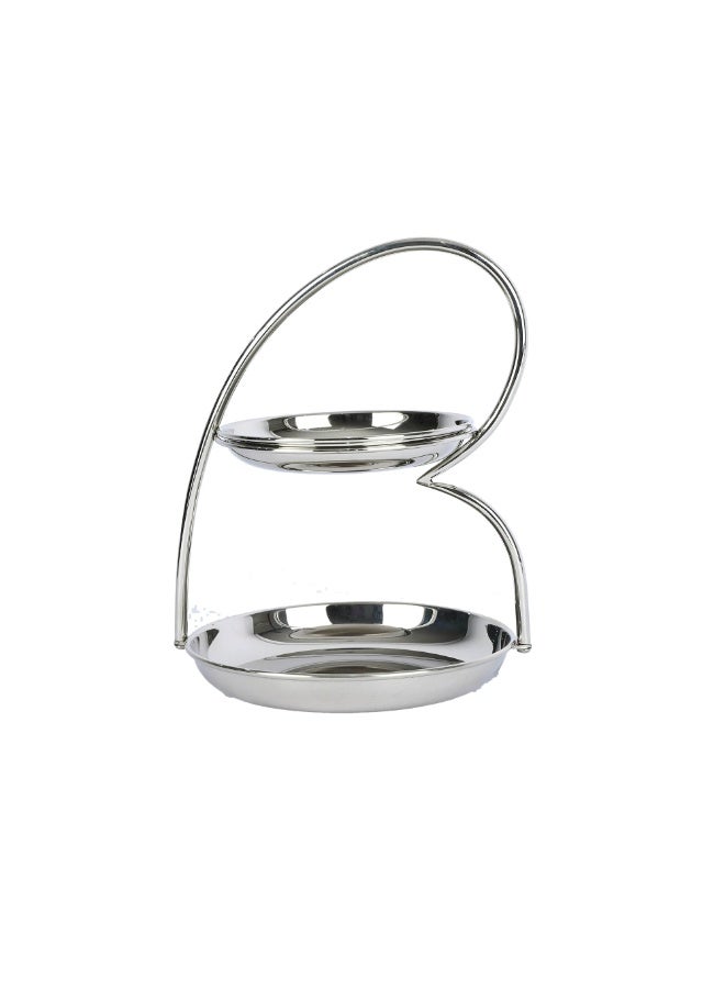 Alsaif home Stainless steel dessert stand - two tiers - silver - Image 2