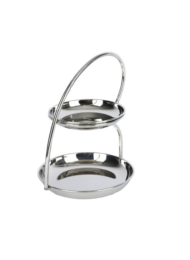 Alsaif home Stainless steel dessert stand - two tiers - silver - Image 1