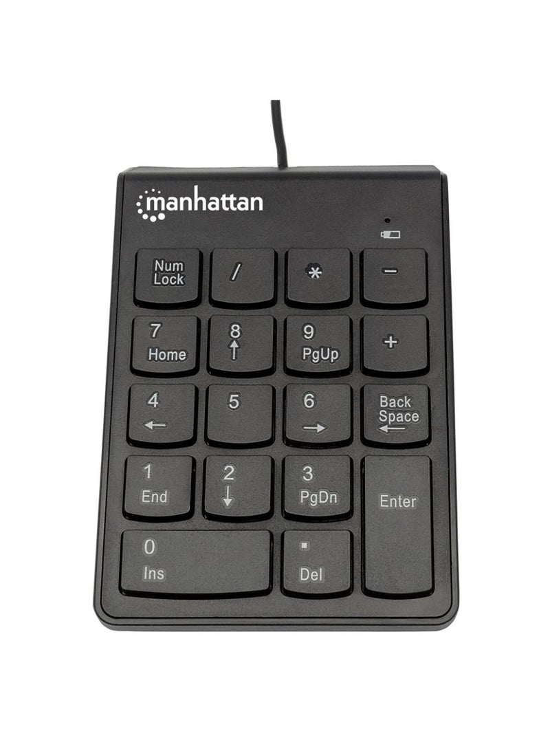 Manhattan Numeric Wired Keypad USB Wired 18 Full KB108 -Size Keys - Black - Image 1