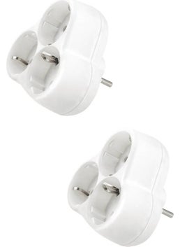 Viko 2 Pieces White Triple Grounded Clover Plug-Socket 