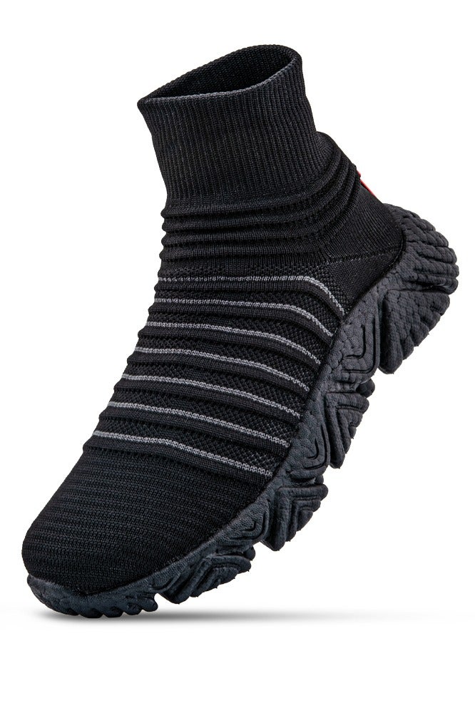 PUCA High Ankle Slip-On Sneakers For men Light weight with E-TPU Sole Knitted Socks Upper Tundra Black - Image 1