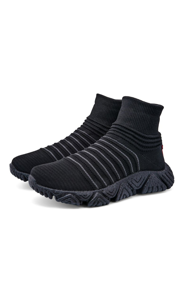 PUCA High Ankle Slip-On Sneakers For men Light weight with E-TPU Sole Knitted Socks Upper Tundra Black - Image 2