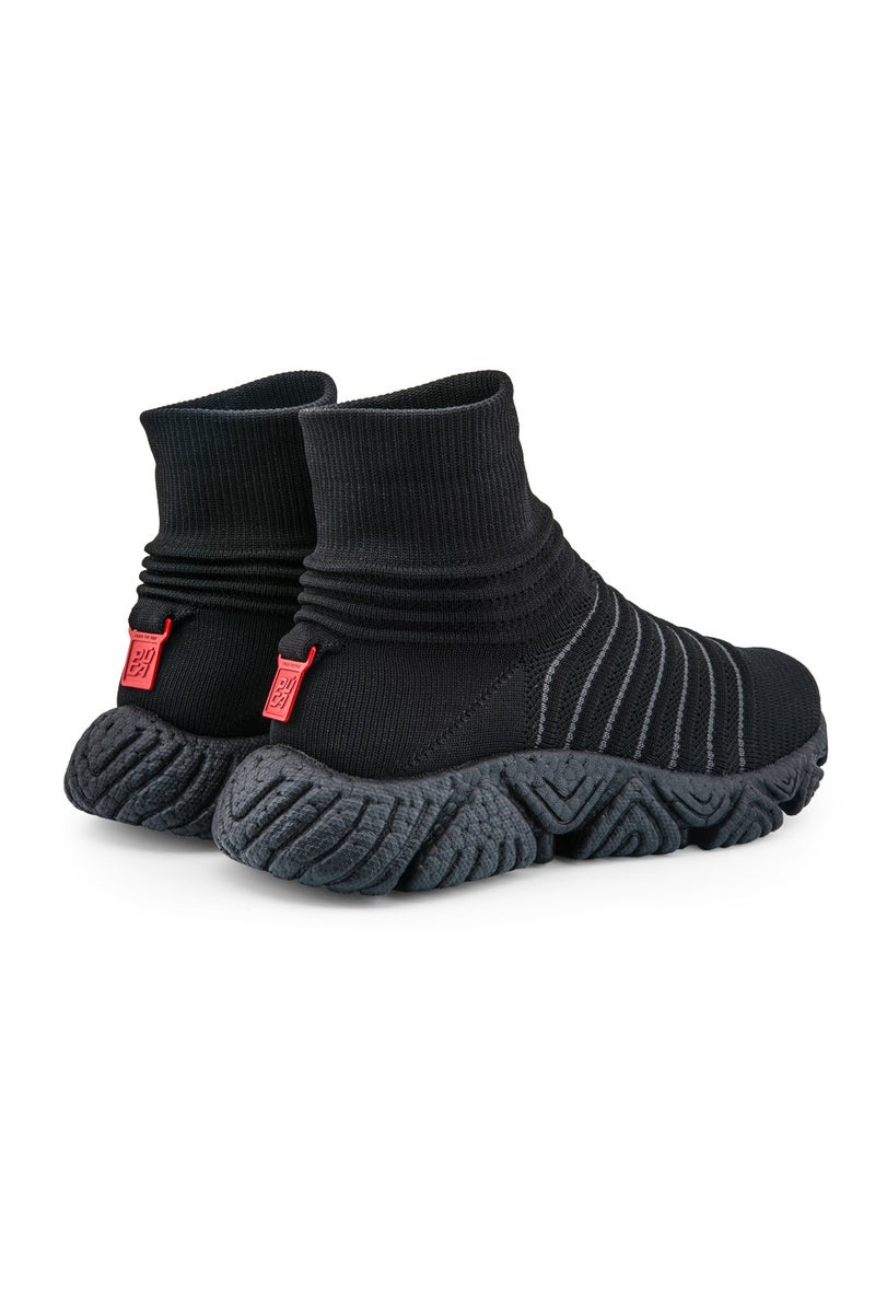PUCA High Ankle Slip-On Sneakers For men Light weight with E-TPU Sole Knitted Socks Upper Tundra Black - Image 3