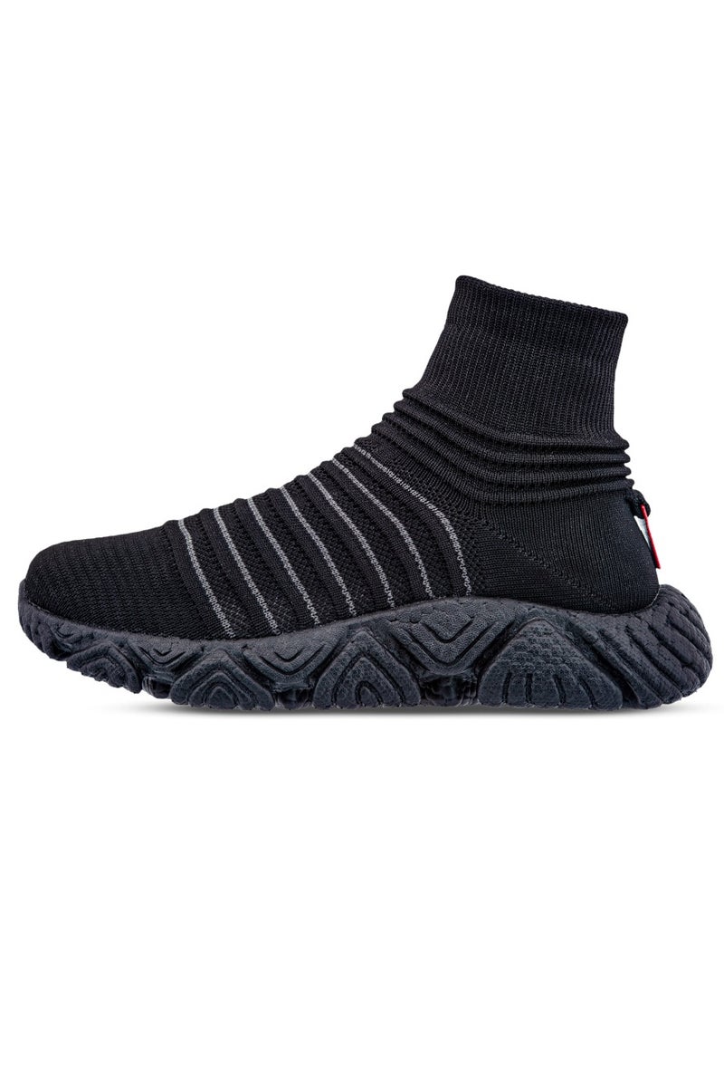 PUCA High Ankle Slip-On Sneakers For men Light weight with E-TPU Sole Knitted Socks Upper Tundra Black - Image 4
