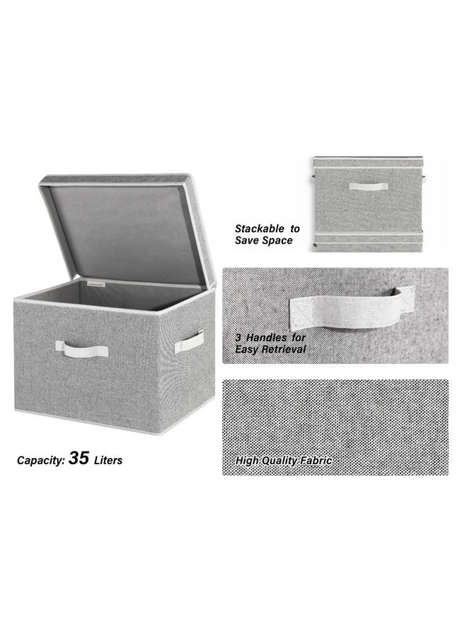 StorageWorks Fabric Storage Bins with lid, Decorative Boxes for Shelves, Closet Organizer Basket with Handles, Jumbo, Gray, 2-Pack - Image 3