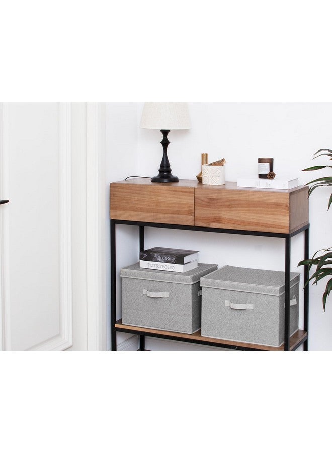 StorageWorks Fabric Storage Bins with lid, Decorative Boxes for Shelves, Closet Organizer Basket with Handles, Jumbo, Gray, 2-Pack - Image 5