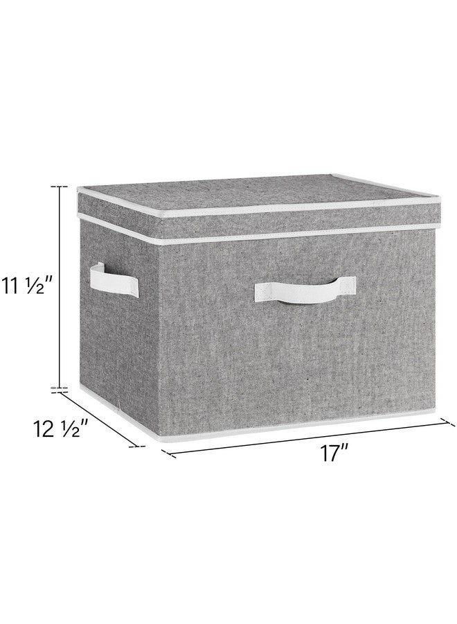 StorageWorks Fabric Storage Bins with lid, Decorative Boxes for Shelves, Closet Organizer Basket with Handles, Jumbo, Gray, 2-Pack - Image 2
