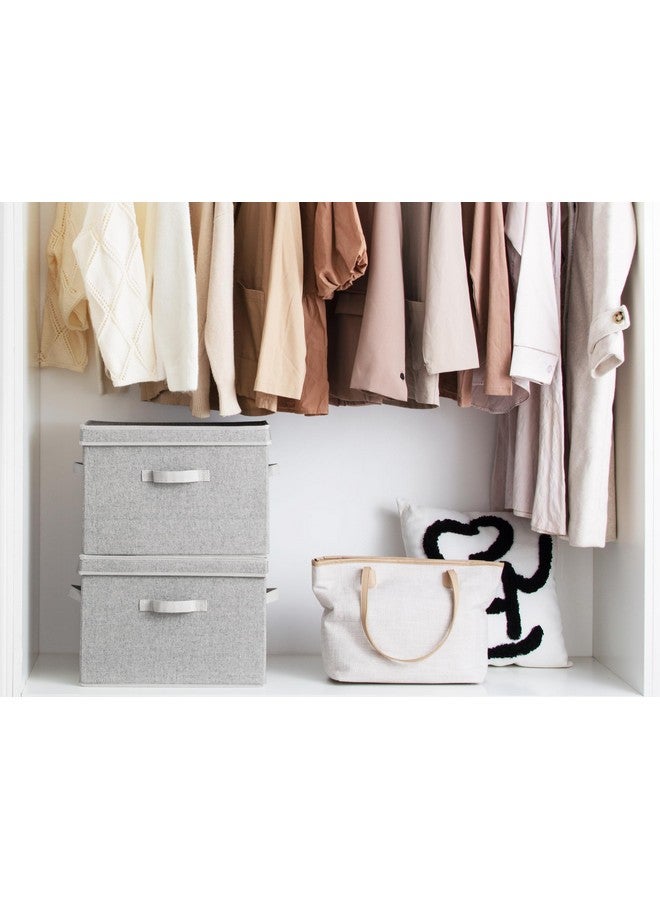 StorageWorks Fabric Storage Bins with lid, Decorative Boxes for Shelves, Closet Organizer Basket with Handles, Jumbo, Gray, 2-Pack - Image 4