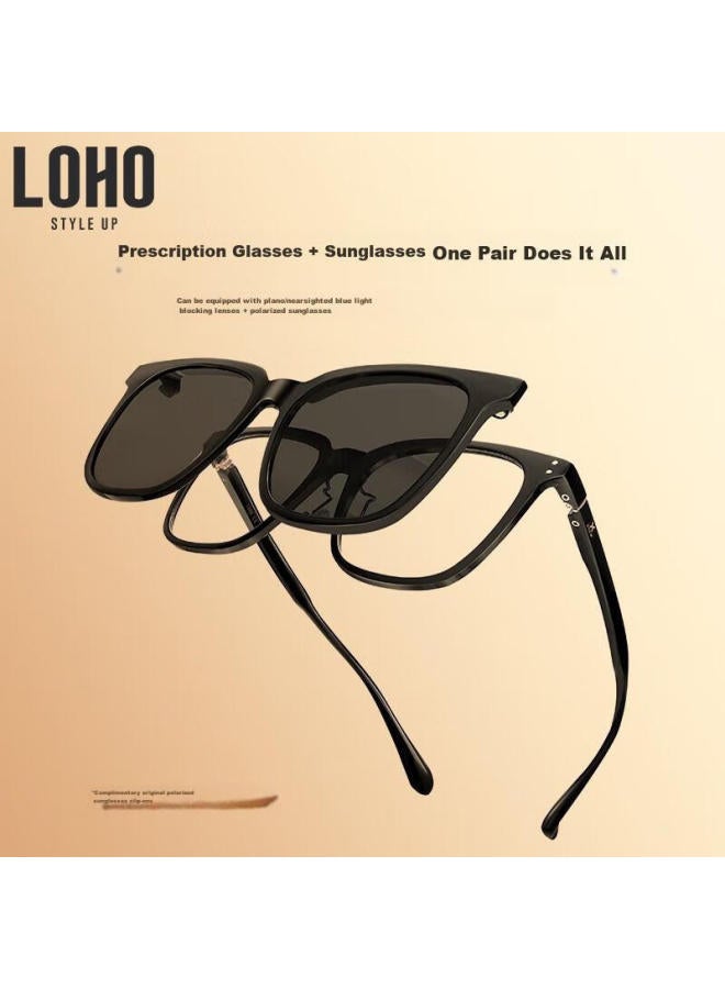 Loho Anti-Blue Light Magnetic Clip-On Sunglasses For Men And Women, Polarized Lenses, Eyeglass Frames, Myopia, Integrated Sunglasses Lh0239002 Transparent - Image 4