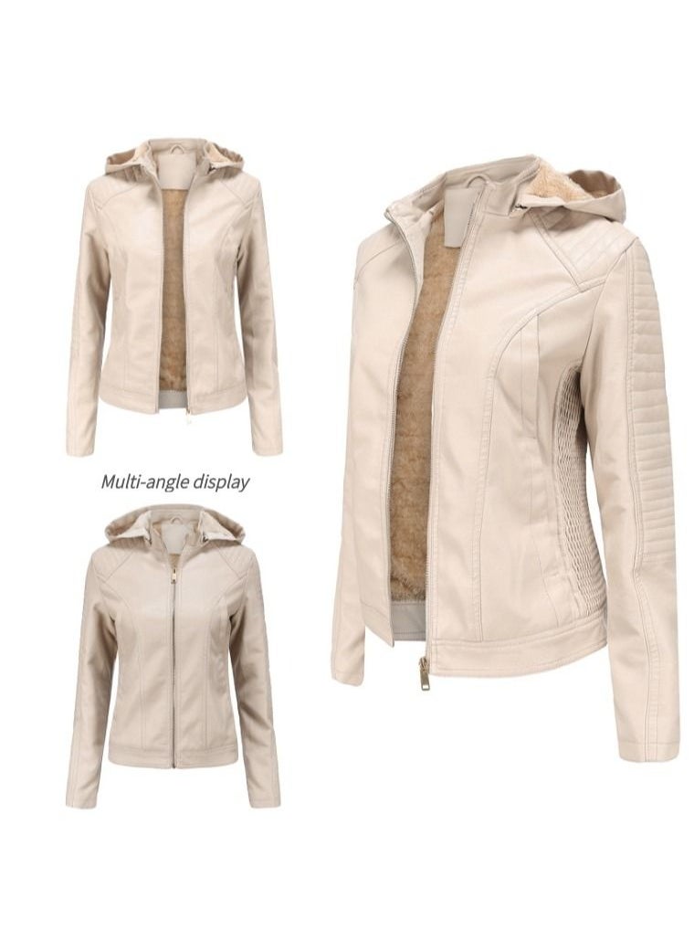 Women's Detachable Hat With Plush And Warm Leather Jacket Beige - pzsku/Z280F0D238DABED68A06AZ/45/_/1691980084/407dff51-4a08-496e-847f-bc175f6f116e