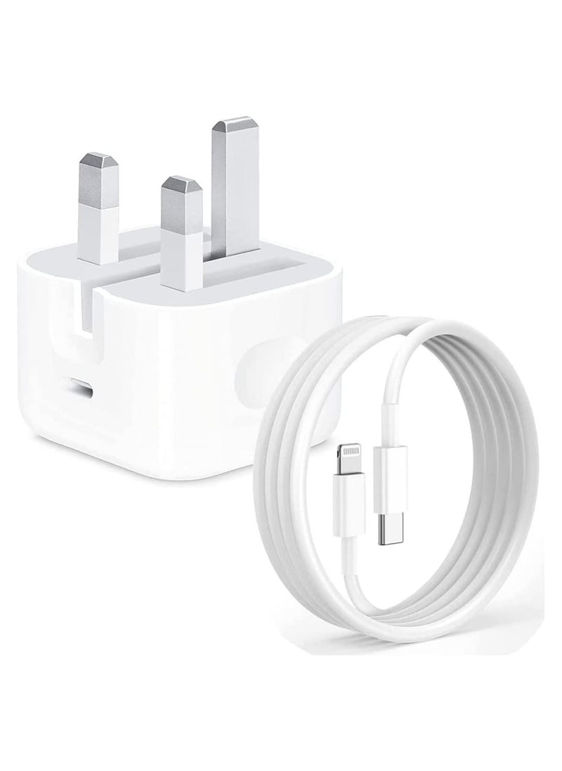 شاحن آيفون 20 وات كابل USB C إلى لايتينج بطول 1 متر متوافق مع ايفون 14/14 Pro/14 برو ماكس /13/12/SE2020/11/XR/XS Max/X/iPad استمتع بشحن سريع وآمن - Image 1