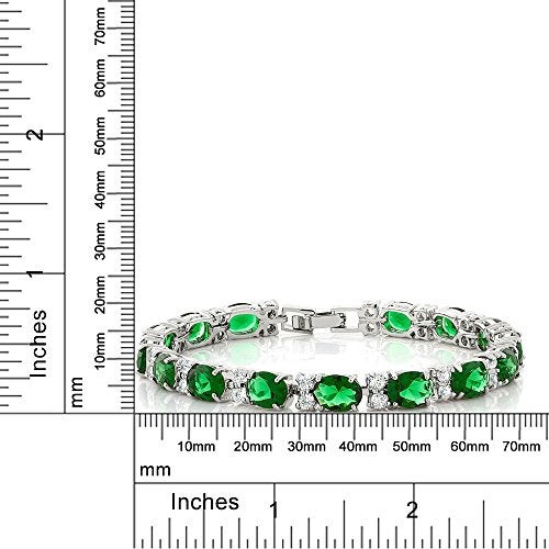 Gem Stone King 40.00 Cttw Oval and Round Green Color Cubic Zirconias Tennis Bracelet For Women | 7 Inch | Jewelry Gifts for Her Mom Women Wife - Image 4