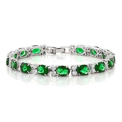 Gem Stone King 40.00 Cttw Oval and Round Green Color Cubic Zirconias Tennis Bracelet For Women | 7 Inch | Jewelry Gifts for Her Mom Women Wife - Image 1