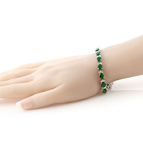 Gem Stone King 40.00 Cttw Oval and Round Green Color Cubic Zirconias Tennis Bracelet For Women | 7 Inch | Jewelry Gifts for Her Mom Women Wife - Image 2