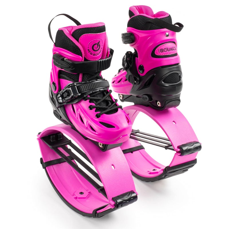 New Bounce Jumping Shoes for Kids - Premium Moon Boots - Durable Kangaroo Jumpers - Strong, Safe and Adjustable Fit, Perfect for Exercise and Fun - New & Improved Edition (Small,Pink) - Image 1