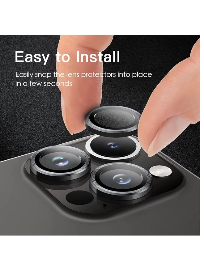 DUSALA Camera Lens for iPhone 14 Pro / 14 Pro Max Camera Lens Protector 9H Tempered Glass Camera Cover Screen Protector Metal Individual Ring Protector for iPhone 14 Pro and iPhone 14 Pro Max(Black) - Image 4