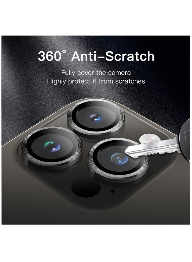 DUSALA Camera Lens for iPhone 14 Pro / 14 Pro Max Camera Lens Protector 9H Tempered Glass Camera Cover Screen Protector Metal Individual Ring Protector for iPhone 14 Pro and iPhone 14 Pro Max(Black) - Image 3