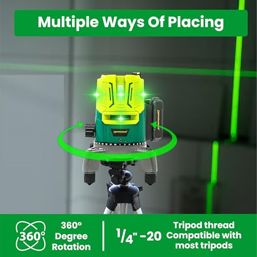 Tomahawk SPB-6685 Leveling 5-Line Laser Level – High Precision Cross Line Laser with Horizontal & Vertical Green Beams, Compact Alignment Tool for Construction, Tiling, Framing & Home Renovation" - Image 4